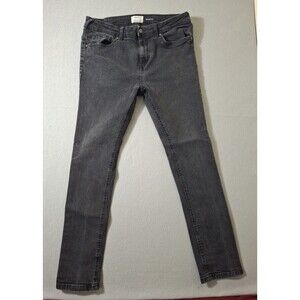 Bershka Jeans Men's 36x31 Black Denim Skinny Fit Ankle